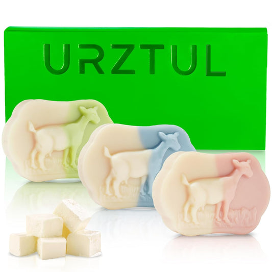 3 Pack Goat Milk Soap Bar for Face & Body, Handmade Cold-Processed Milk Soap Bar with Coconut Oil, Natural Moisturizing Exfoliating Skin Cleanser, Soothing for Men Women All Skin Types