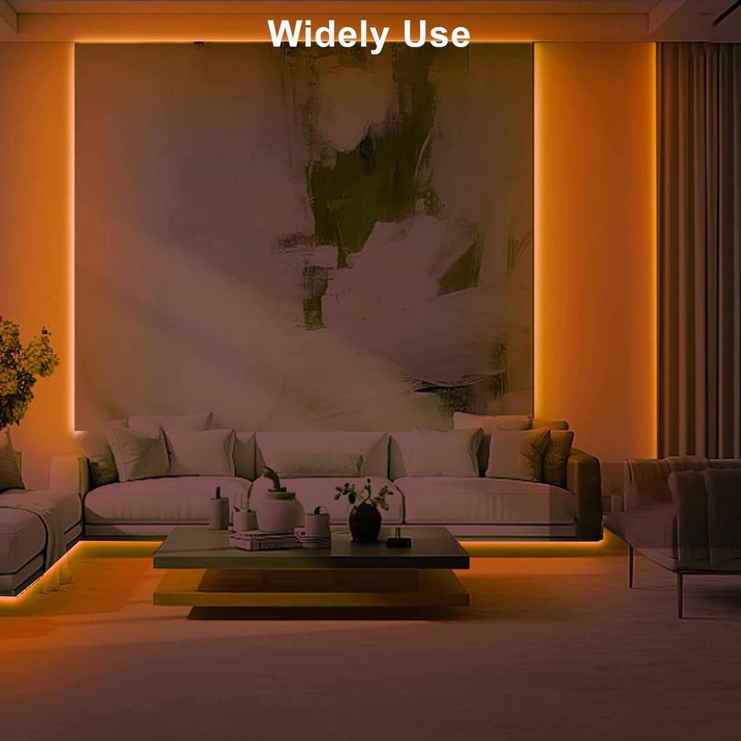 32.8ft 1800K COB Led Strip Lights with RF Remote, Dimmable Bright Adhesive Indoor Amber Led COB Light Strip for Cabinet, Painting, Room, Bed