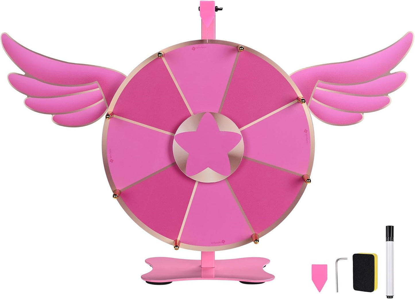 WinSpin 12" Pink Angel Prize Wheel Tabletop Spinning Fortune 8 Slots for Party Events Club Carnival Spinner Game Tradeshow