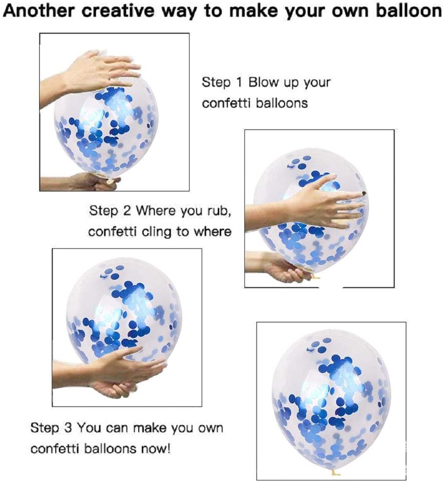 Blue Confetti Balloons 40 pack, 12 inch Transparent Party Balloons with Confetti for Graduation Party Wedding Baby Shower Birthday Carnival Party Decoration Supplies…