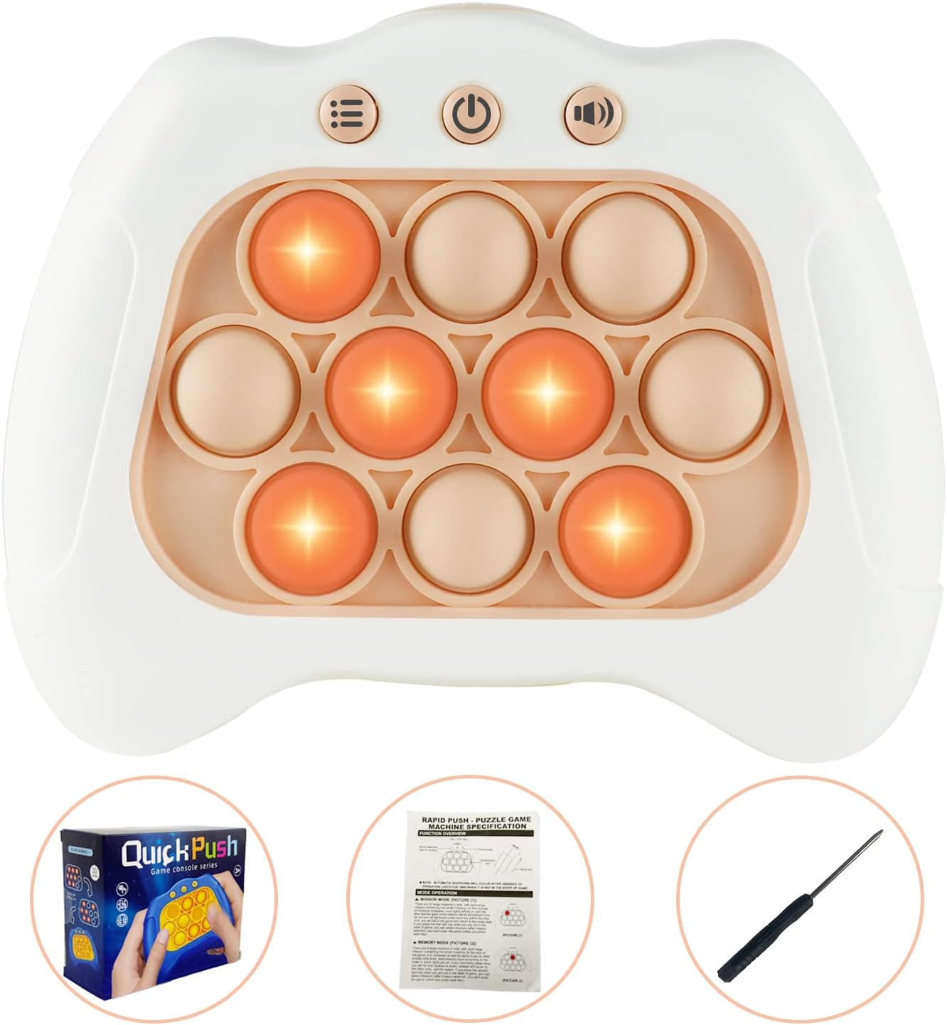 Pop The Target! Handheld Speed Push Game Machine: A Fun Multiplayer Game for Family. Sensory Fidget Toy Christmas Toys Gifts for 6 7 8 9 10 11 12 Years Old Kids Road Trip Car Games Kids White