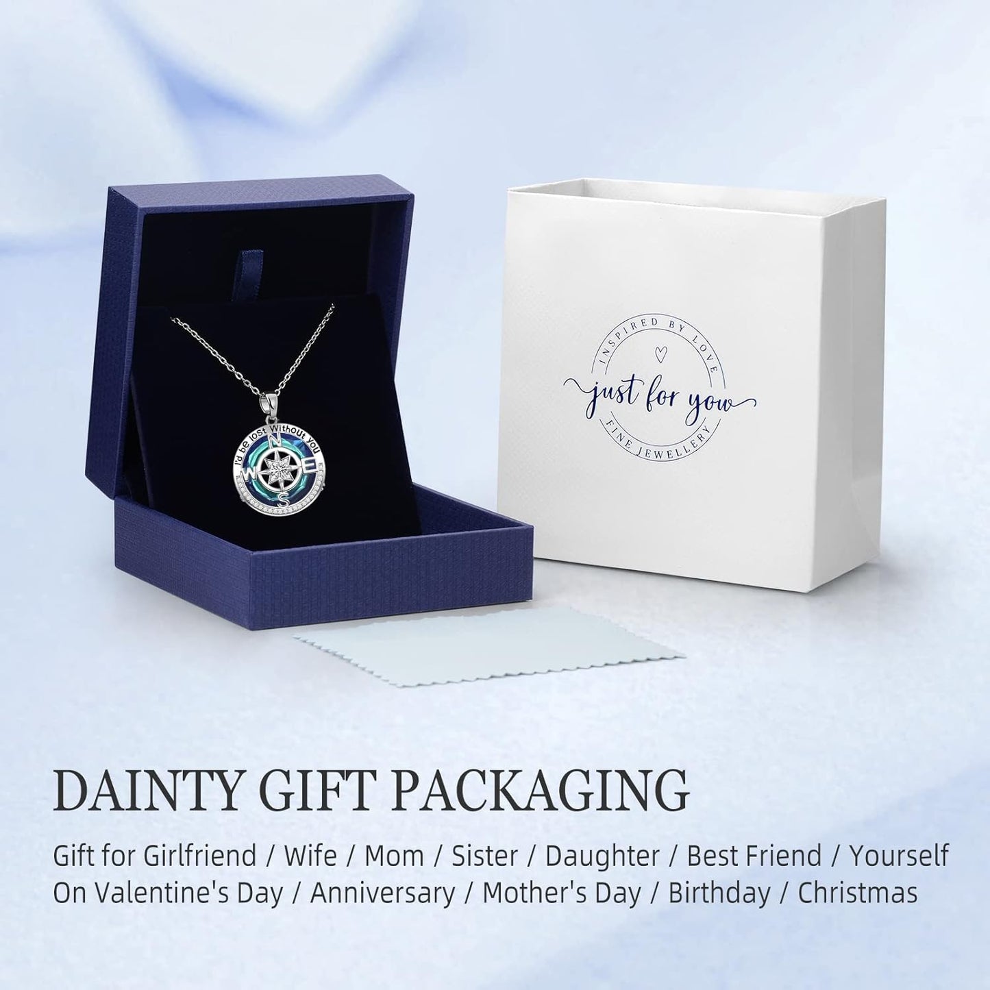 Compass Necklaces for Womens Jewelry for Wife Birthday Gift Ideas Wedding Anniversary Birthday Gifts for Her Gifts for Wife Sapphire Jewelry for Women, 18k Real Gold Filled S925 Sterling Silver Based