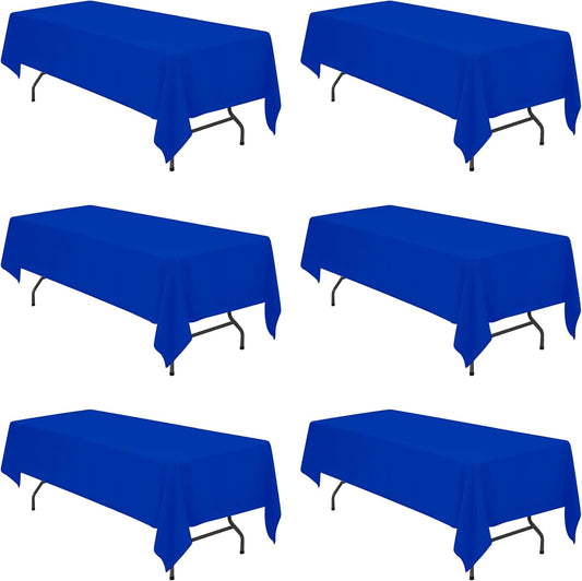 BRILLMAX 6 Pack Royal Blue Tablecloths for 8 Foot Rectangle Tables 60 x 126 Inch - 8ft Rectangular Bulk Linen Polyester Fabric Washable Cloth Cover for Wedding Reception Banquet Birthday Party