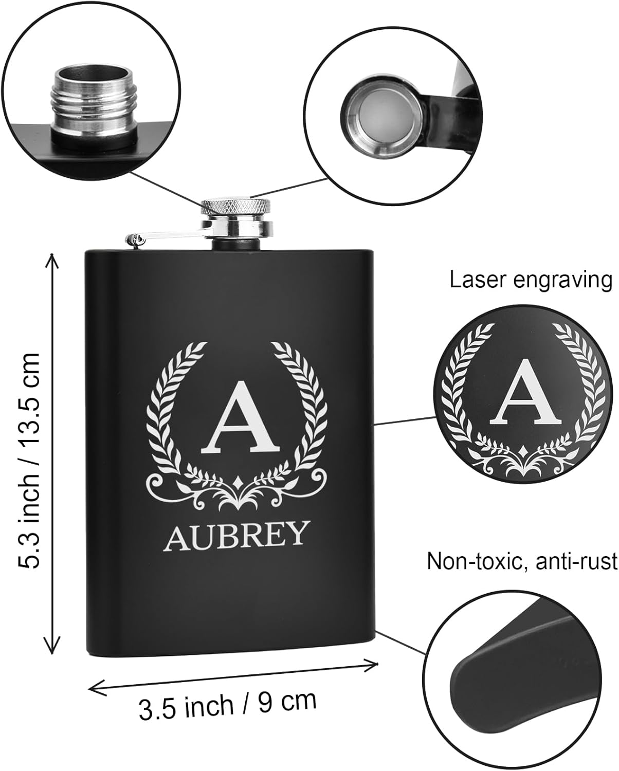 ELEGANTPARK Hip Flasks for Liquor for Men with Initials Personalized Flasks for Men Custom Monogrammed Gifts Personalized Wedding Birthday Gifts for Him Dad Groom Stainless Steel ﻿