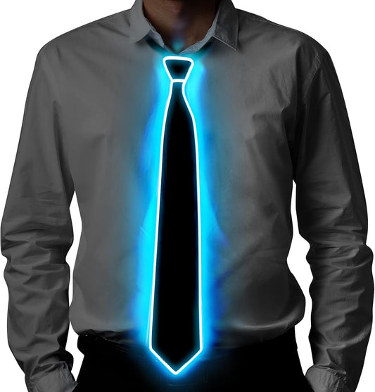 Ainiv Light Up Neckties Bowties Suspenders LED Party Supplies Glow in the Dark Adjustable for Women and Men Parties