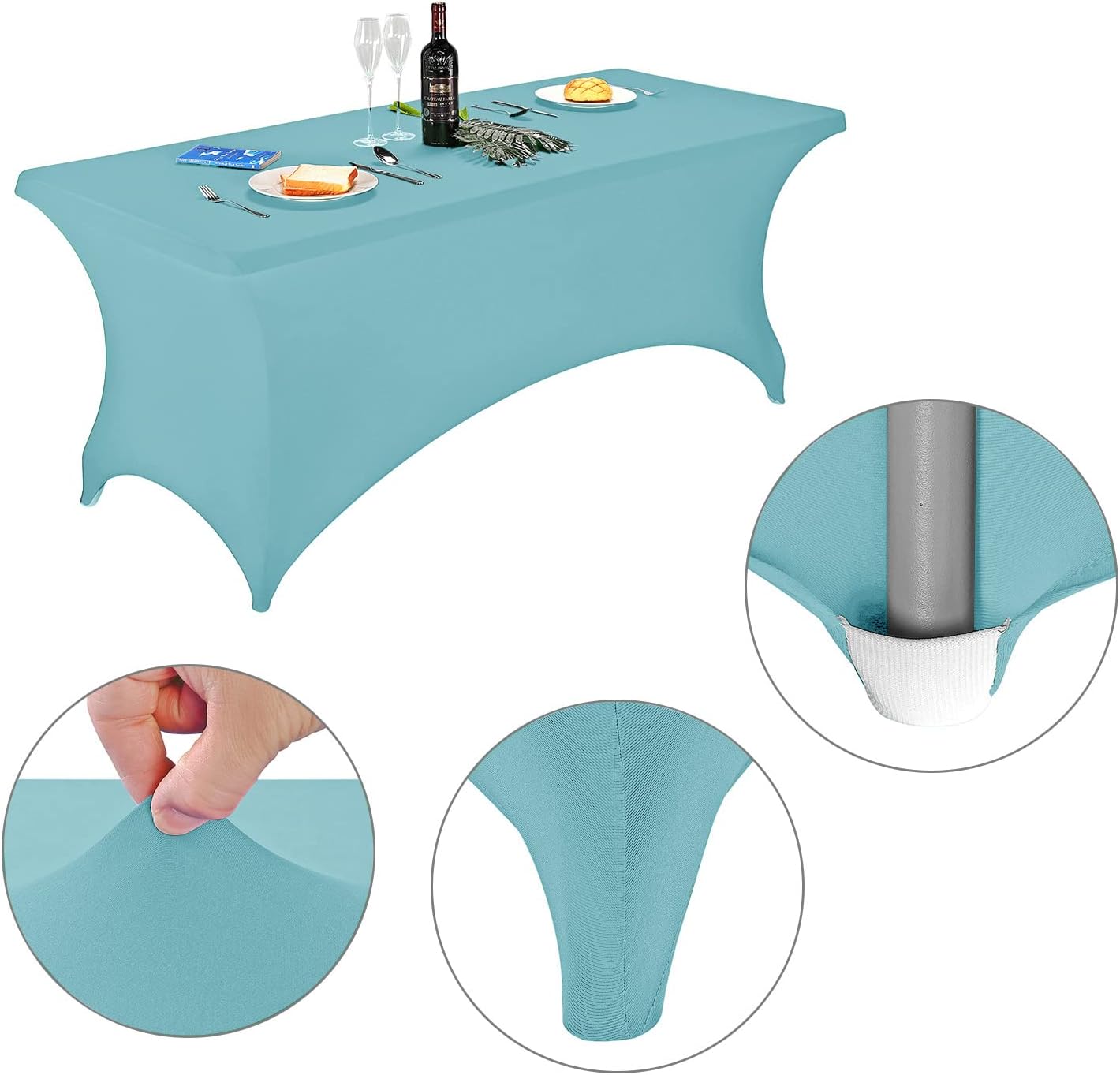 LZY Spandex Fitted Stretch Table Cover for 6 ft or 4ft or 8ft Folding Table, Rectangular Cocktail Tablecloth, Perfect for Party or Banquet