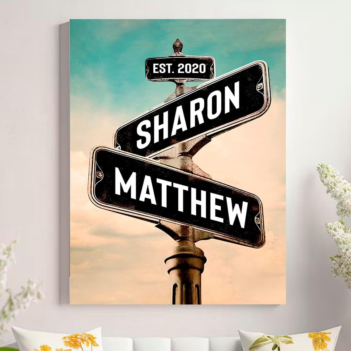 Personalized Crossroad Couples Street Sign Vintage Customize Name And Date Valentine's Day Christmas Birthday Wedding Anniversary Engagement Gifts For Him Her Boyfriend Girlfriend Wife Husband #18