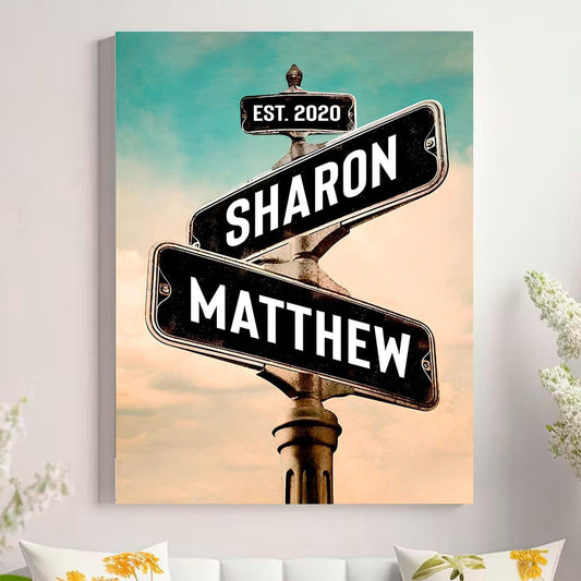 Personalized Crossroad Couples Street Sign Vintage Customize Name And Date Valentine's Day Christmas Birthday Wedding Anniversary Engagement Gifts For Him Her Boyfriend Girlfriend Wife Husband #18
