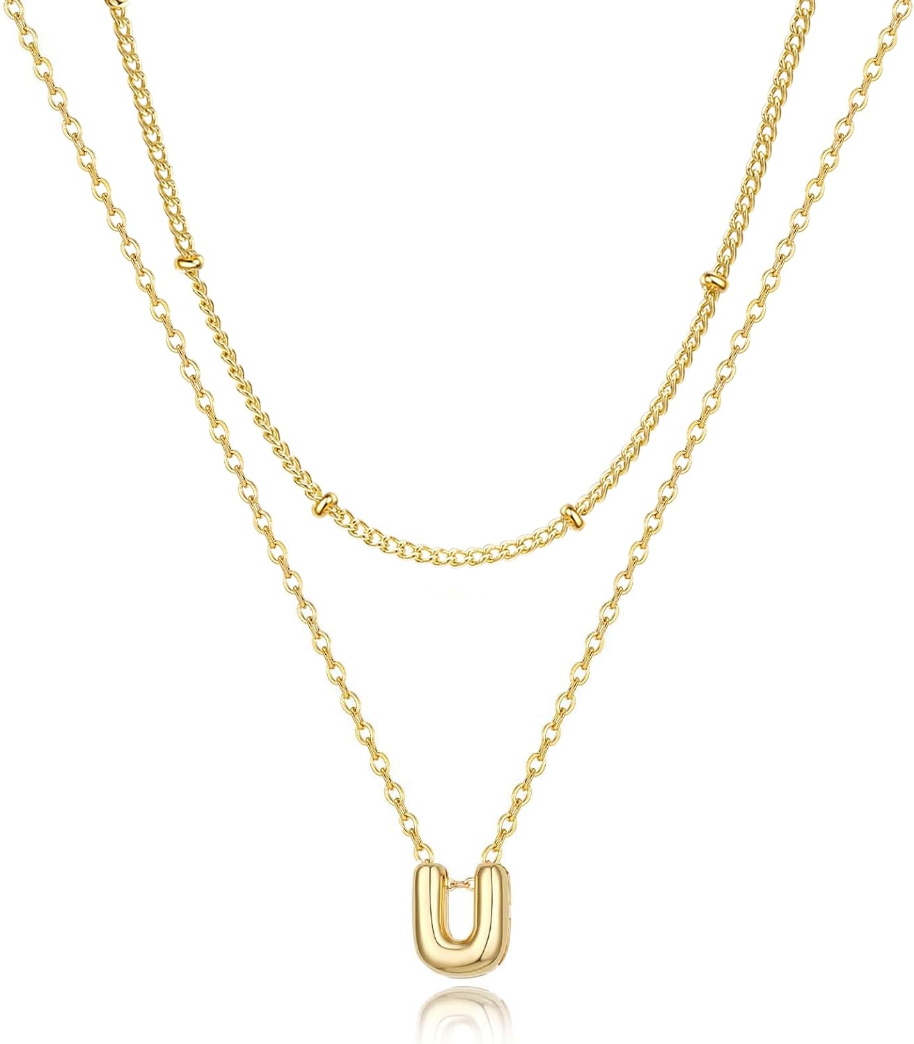 Bubble Letter Necklace Layered Initial Necklaces for Women Dainty Cute Choker Pendant Stack Jewelry Teen Gift Trendy Stuff