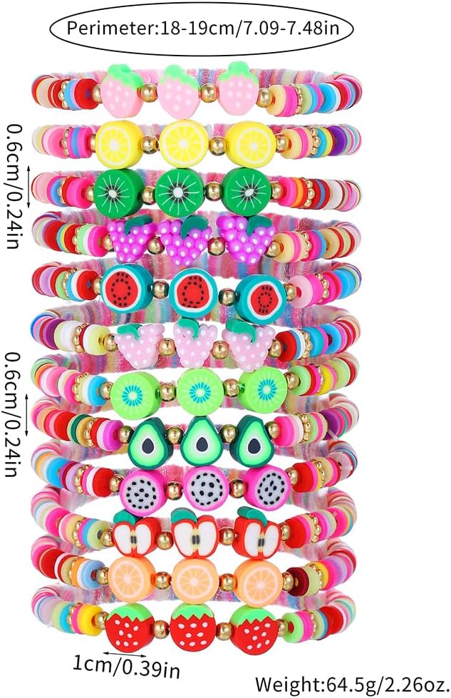Friendship Bracelets Boho Stackable Bracelets for Women Surfer Heishi Clay Bead Bracelets Stretch Preppy Bracelets Colorful Boho Bracelets for Women