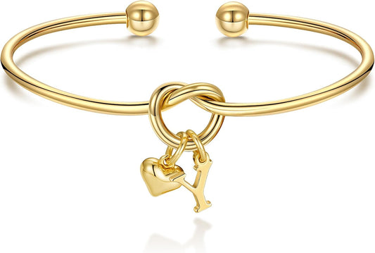 M MOOHAM Christmas Gifts for Women Teen Girls - Knot Initial Bracelets for Women, Bridesmaid Gifts Bridesmaids Proposal Gift Dainty Knot Letter A-Z Heart Initial Bracelet Jewelry Friendship Bracelets