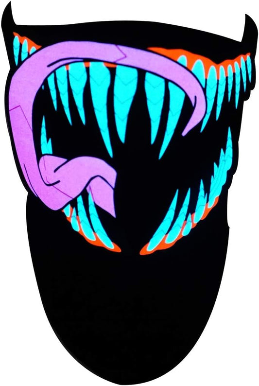 LED Halloween Mask Sound Reactive Light Up Mask Scary Masks for Costumes Cosplay,Music Party,Rave Events, EDC