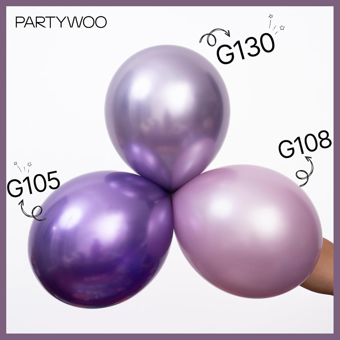 PartyWoo Metallic Purple Balloons 50 pcs 12 Inch Metallic Lavender Light Pastel Purple Lilac Latex Helium Balloons for Graduation Baby Shower Wedding Butterfly Birthday Party Decorations Purple-G130