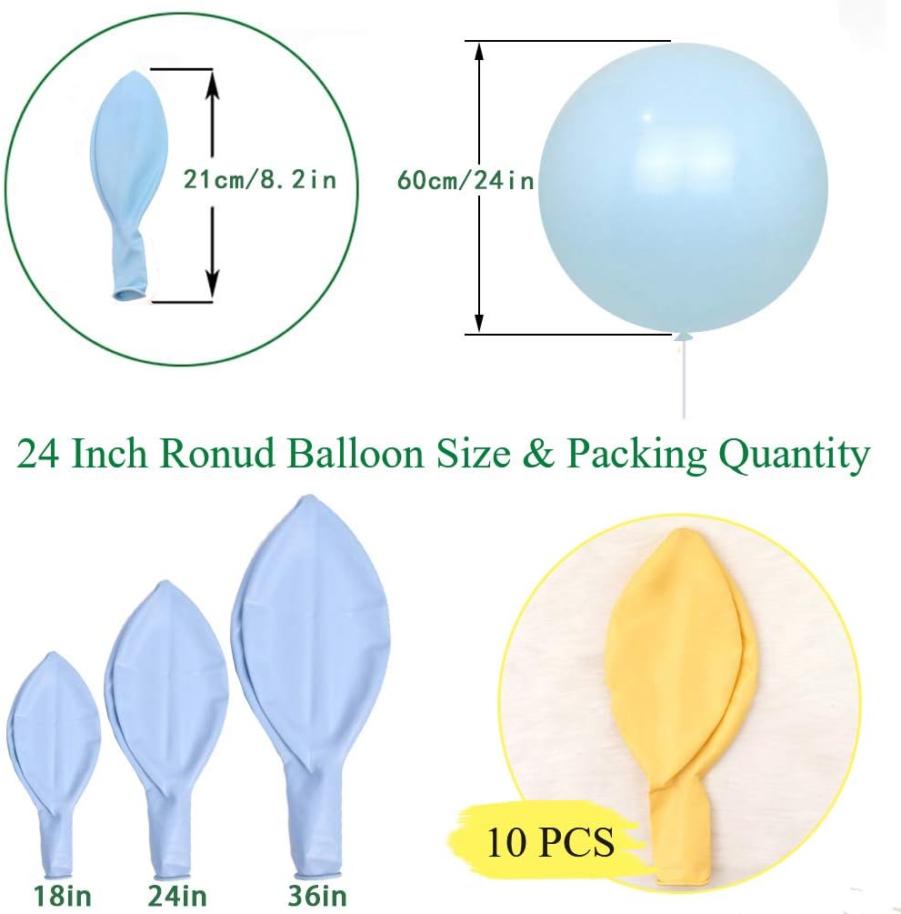 24 Inch Latex Round Balloons 10 Pack Macaron Yellow Thick Big Balloons for Photo Shoot Wedding Baby Shower Birthday Party Decorations by IN-JOOYAA