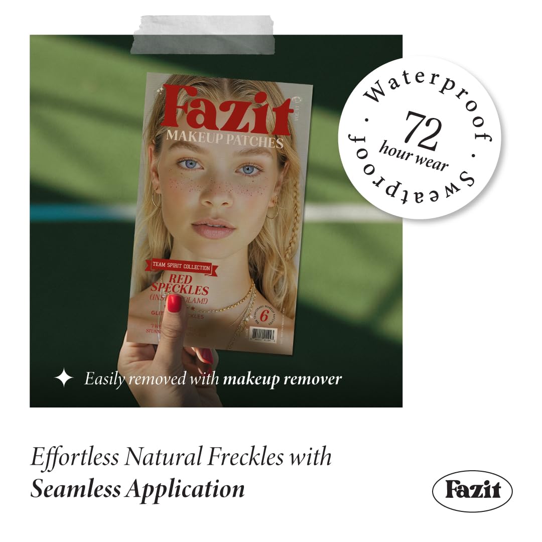 Fazit Makeup Patches - Red Speckles - Glow Up Make-Up Patches - Cute Glitter Makeup Accessories for Women - Cosmetic Glitter for Face