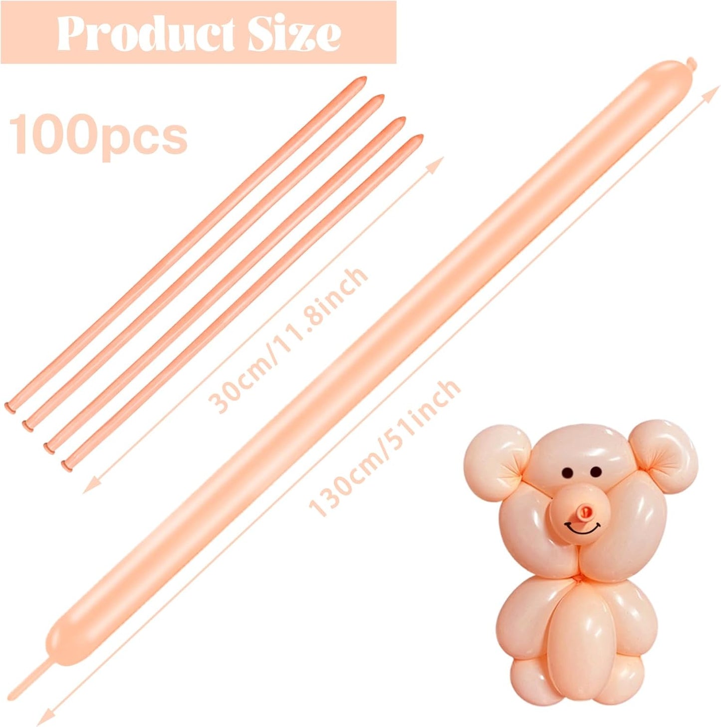 260 Long Balloons 100 Pack Pastel Orange Twisting Animal Balloons Thickening Latex Modeling Long Magic Balloons for Animal Model Weddings Birthdays Festival Party Decorations