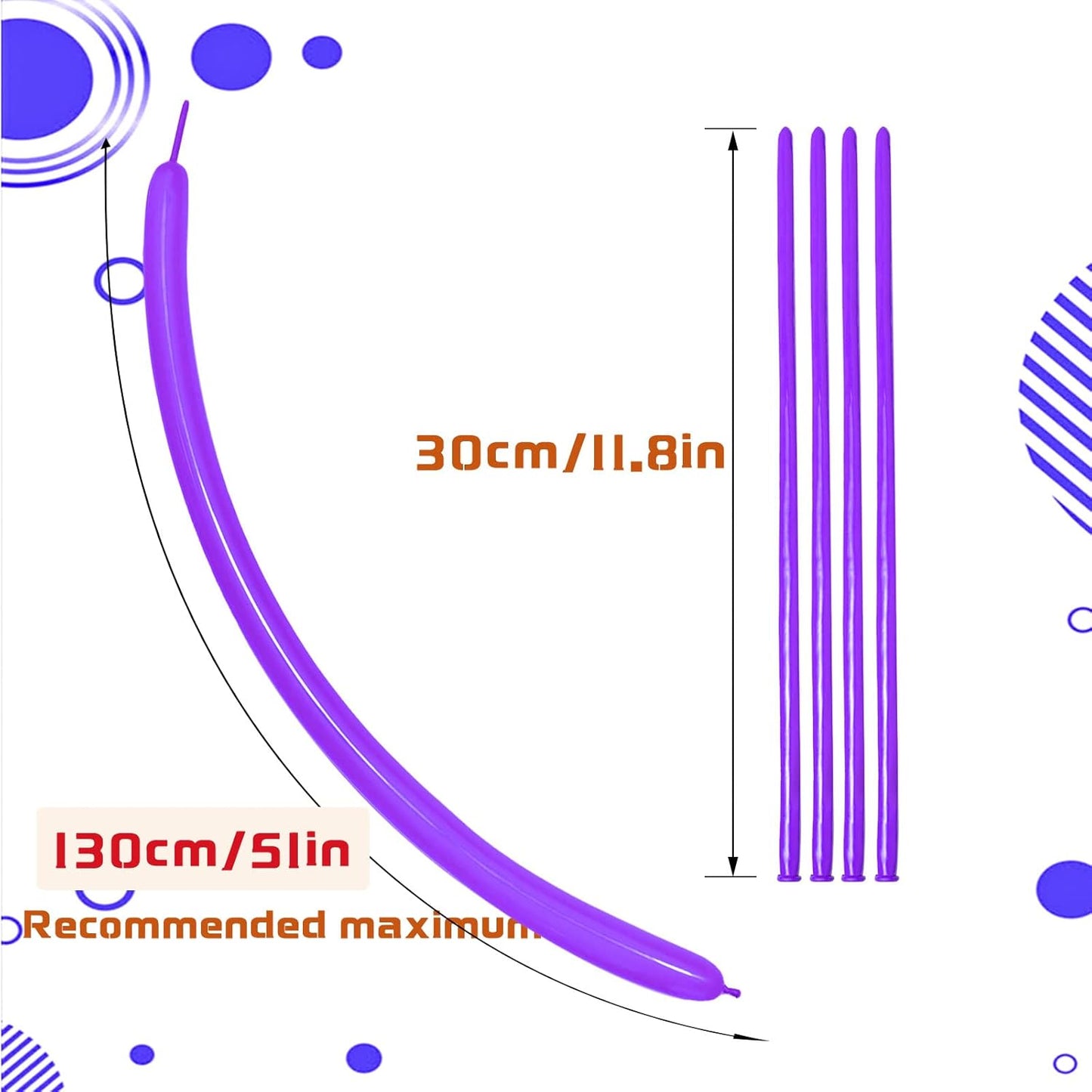 Purple 260 Long Skinny Twisting Animal Balloons, Rainbow Balloons for Animal Shapes Carnival Festival Party Supplies 100pcs