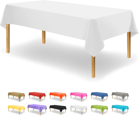 White Disposable Plastic Tablecloth for Rectangle Tables (48 Pack) Premium Decorative Table Cloths for Parties, Events & Weddings, Indoors & Outdoors, 54 x 108 inches
