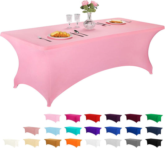 LZY Spandex Fitted Stretch Table Cover for 6 ft or 4ft or 8ft Folding Table, Rectangular Cocktail Tablecloth, Perfect for Party or Banquet