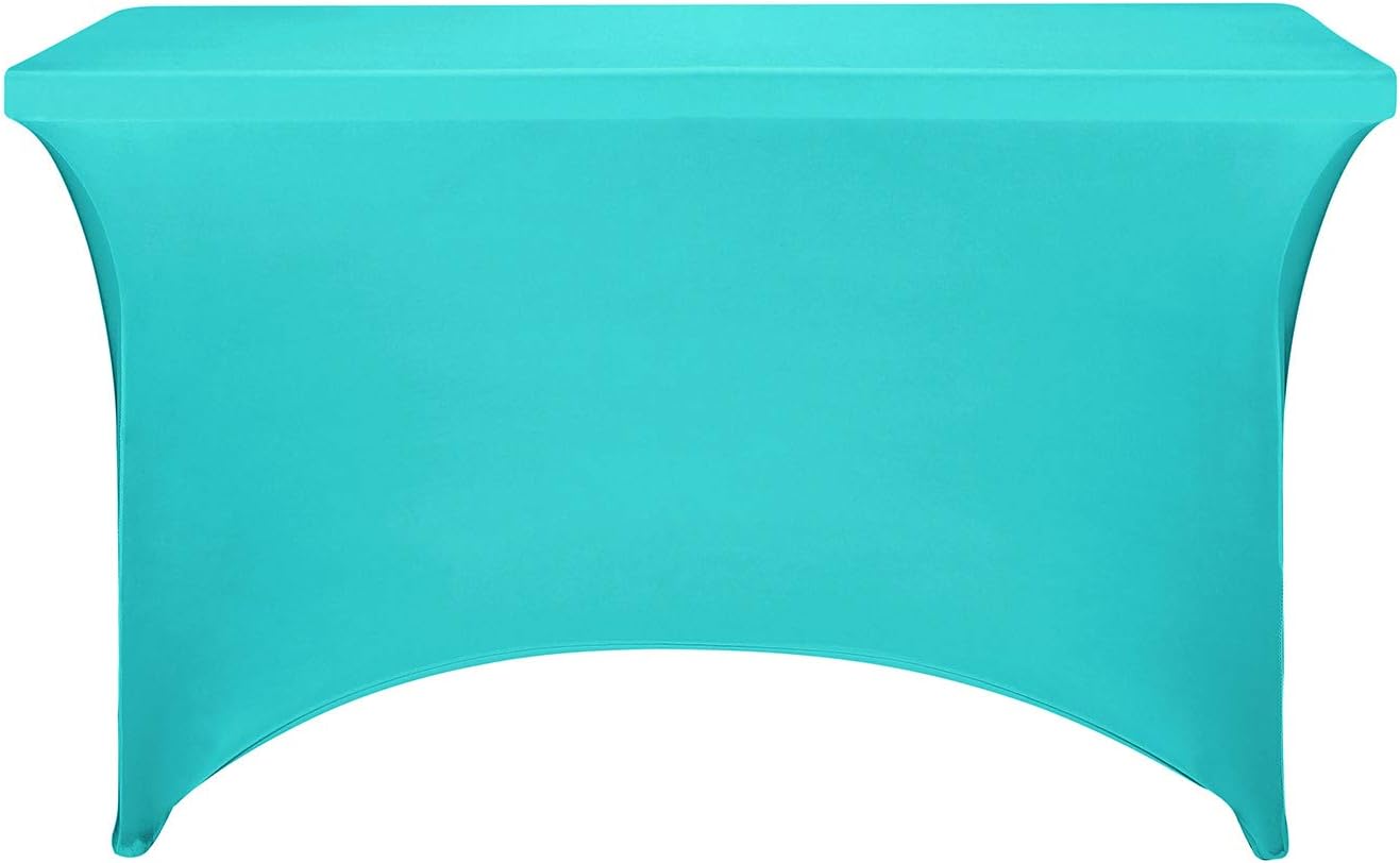 FORLIFE Spandex Table Cover - Fitted 4ft Rectangular Tablecloth, Stretch Patio Cover, Universal for Wedding, Banquet, Party (Turquoise)