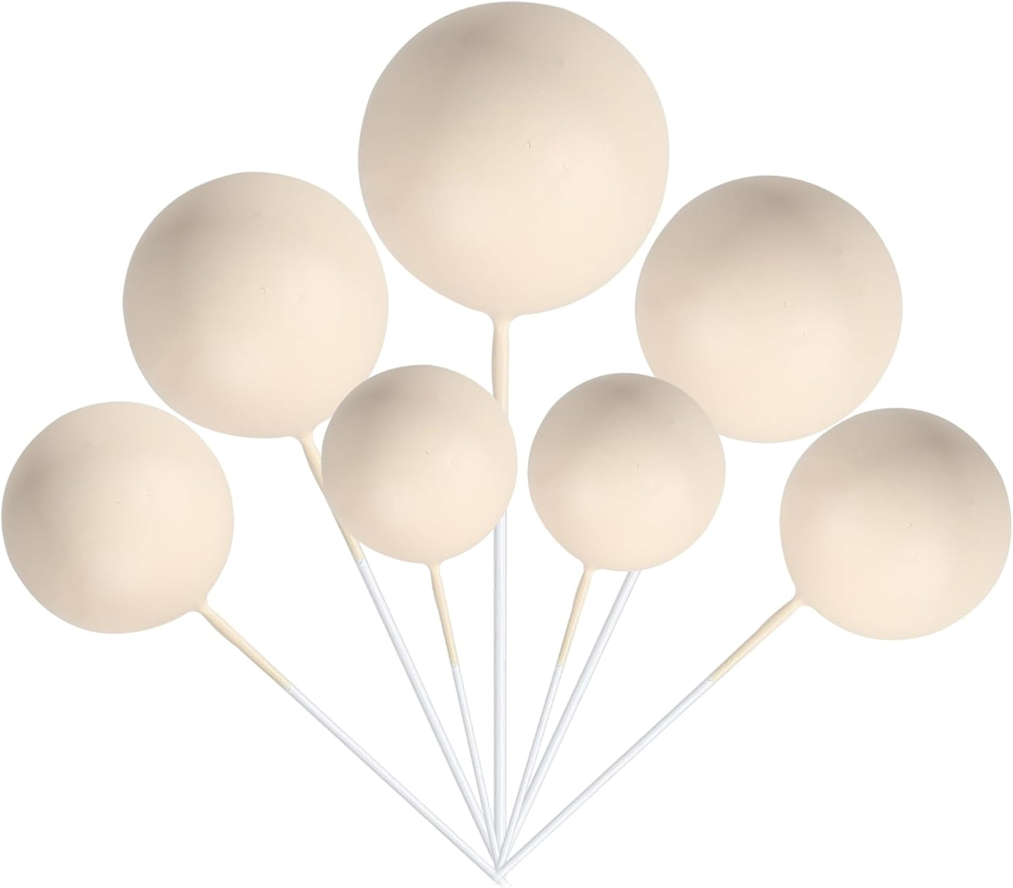 24 PCS Ball Cupcake Toppers Balls Cake Toppes Foam Balls Cupcake Picks DIY Mini Balloon Cake Inset Topper for Baby Shower Birthday Favor Wedding Anniversary Party Cake Decorations Supplies Khaki
