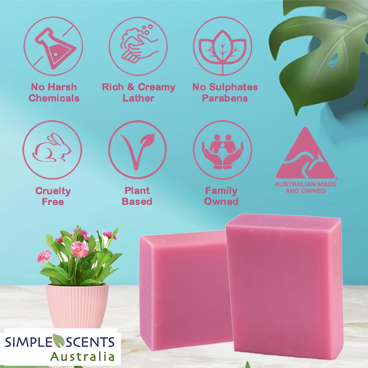 Simple Scents Australia Berry Crush Scented Natural Soap Bars (12 Bars), 3.5oz Moisturizing French Triple Milled Soap Bars Enriched with Shea Butter - Pure Plant Oil Bath & Body Bars