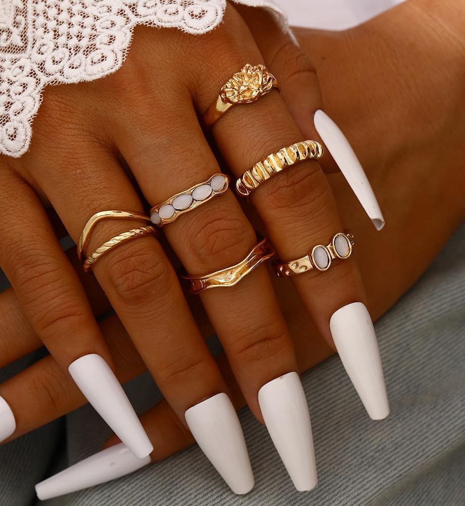 iF YOU 25 Pcs Gold Knuckle Ring Set for Women, Chunky Stackable Finger Midi Rings, Silver Simple Stacking Cute Rings Pack Trendy Stuff Jewelry Gift