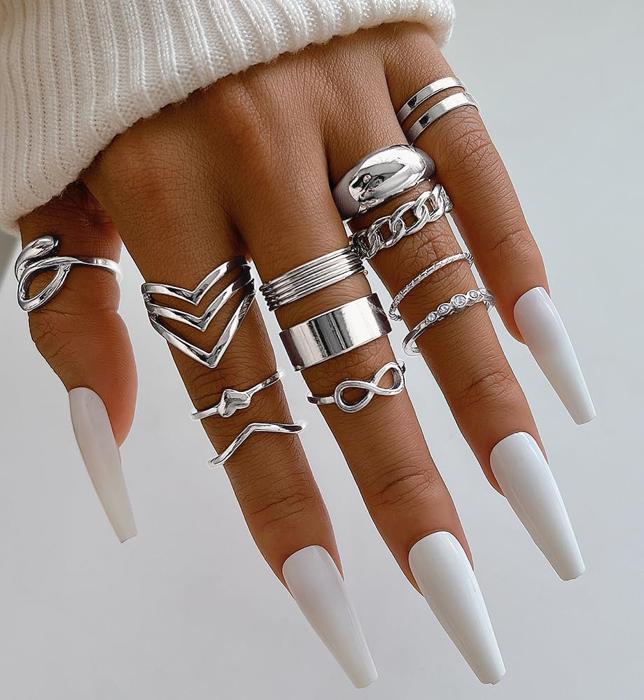 iF YOU 25 Pcs Gold Knuckle Ring Set for Women, Chunky Stackable Finger Midi Rings, Silver Simple Stacking Cute Rings Pack Trendy Stuff Jewelry Gift