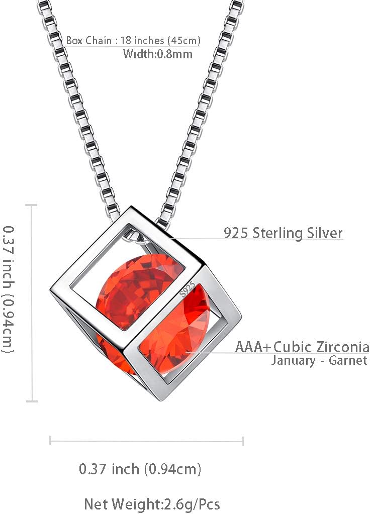 Aurora Tears Birthstone Necklace/Earring 925 Sterling Silver Women Cross/3D Cube/Cresent Moon Birth Stone Jewelry Mens Birthday Gift Anniversary Present