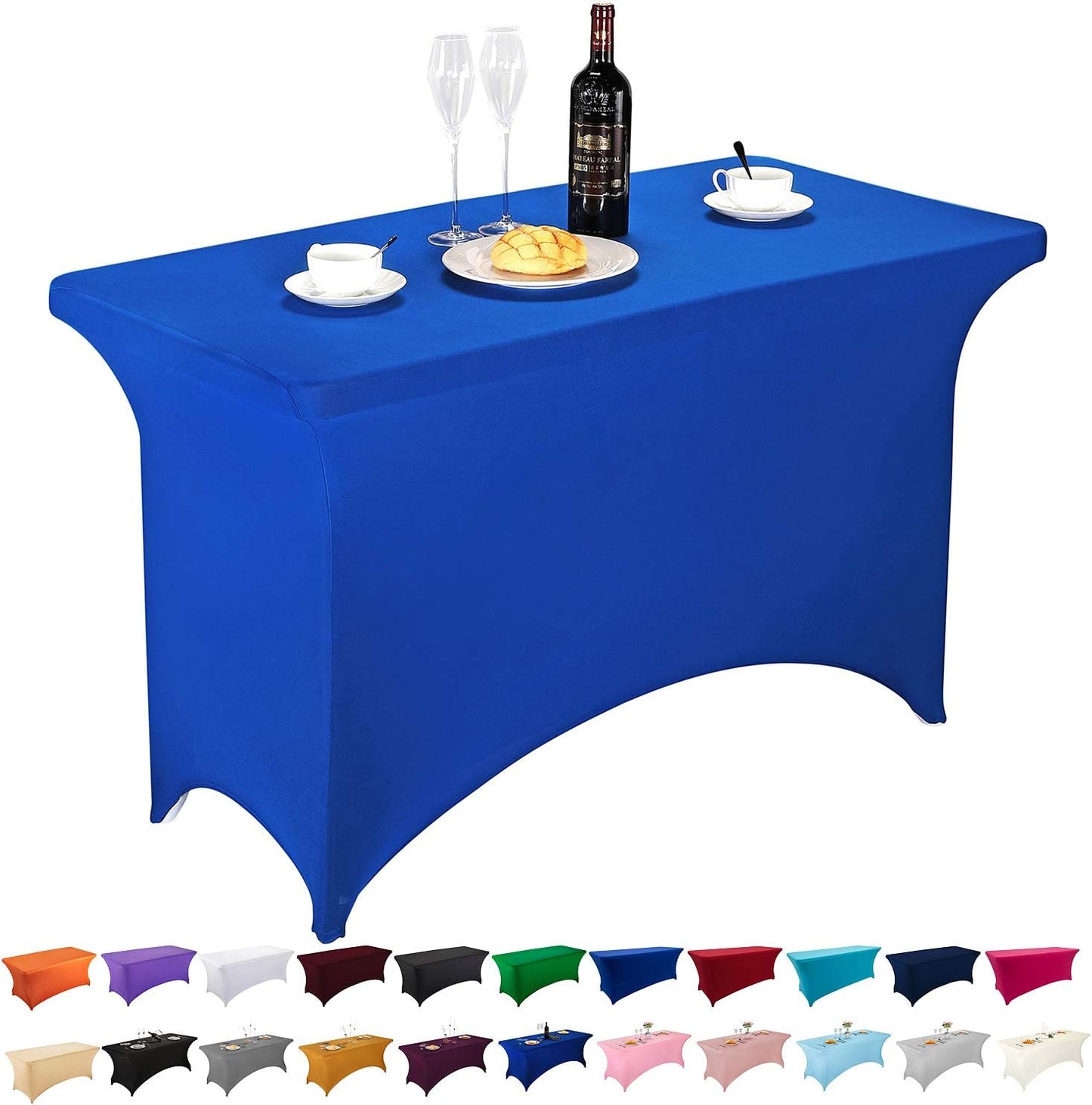 LZY Spandex Fitted Stretch Table Cover for 4ft or 6ft or 8ft Folding Table, Rectangular Cocktail Tablecloth, Perfect for Party or Banquet