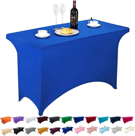 LZY Spandex Fitted Stretch Table Cover for 4ft or 6ft or 8ft Folding Table, Rectangular Cocktail Tablecloth, Perfect for Party or Banquet