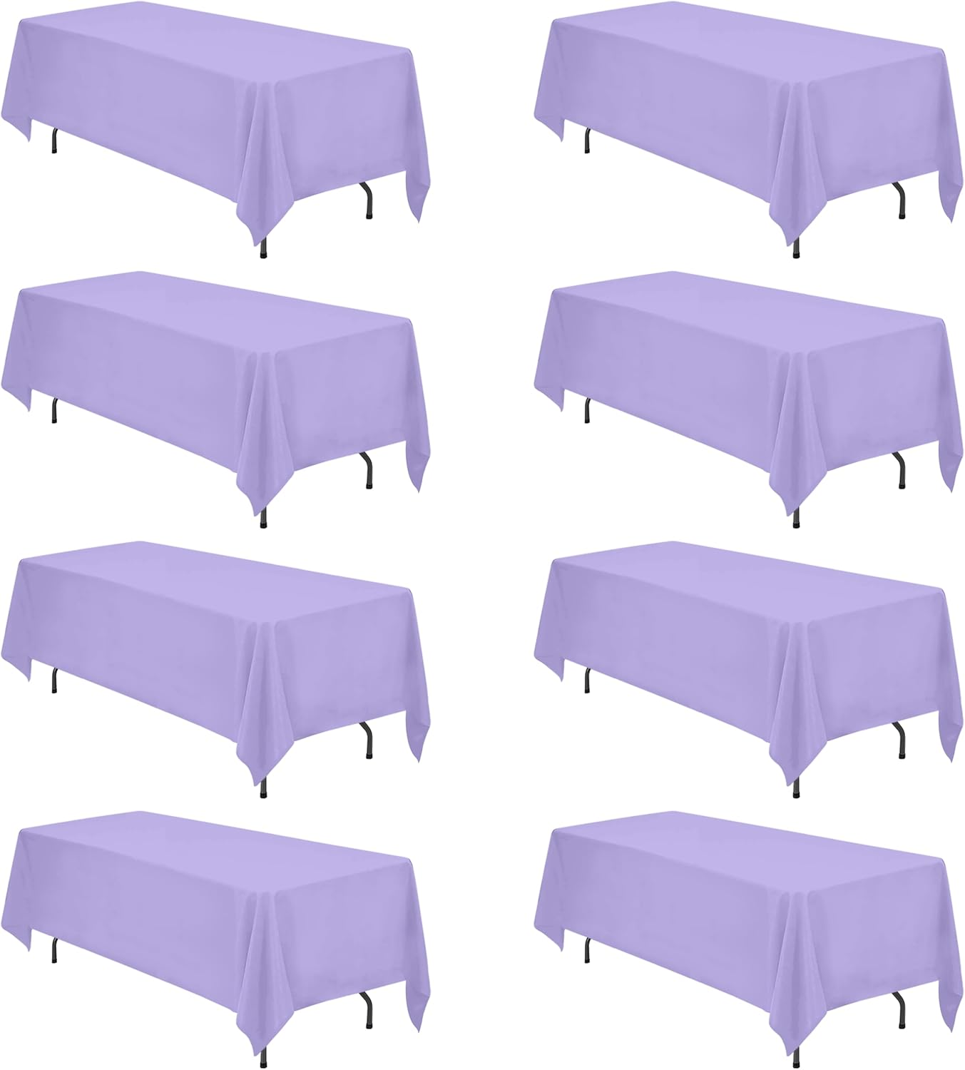 BRILLMAX 8 Pack Lavender Tablecloths 70 x 120 Inch for 6ft or 8ft Rectangle Tables - Rectangular Bulk Linen Polyester Fabric Washable Cloth Cover for Wedding Reception Banquet Birthday Party