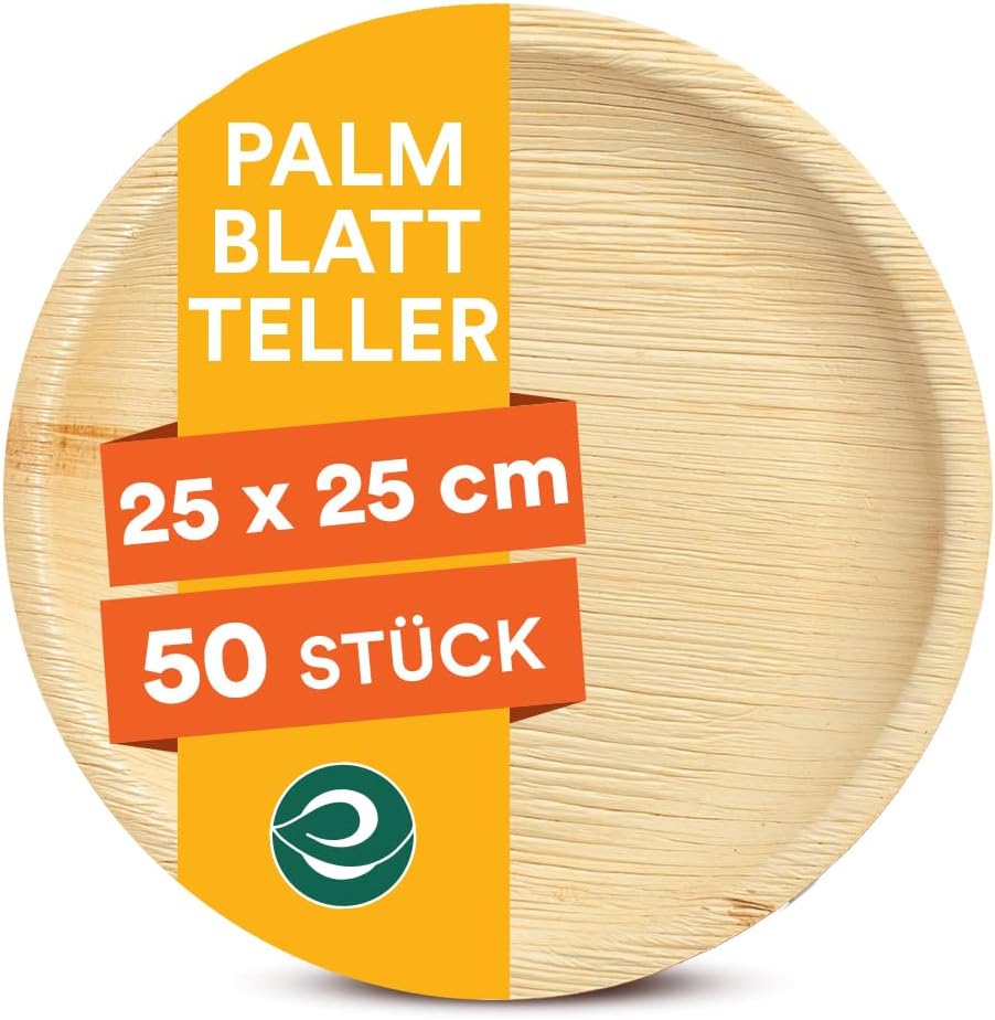 ECO SOUL Compostable 10 Inch Palm Leaf Round Plates (50 Count) Like Bamboo Plates | Biodegradable | Eco-Friendly, Microwave & Oven Safe