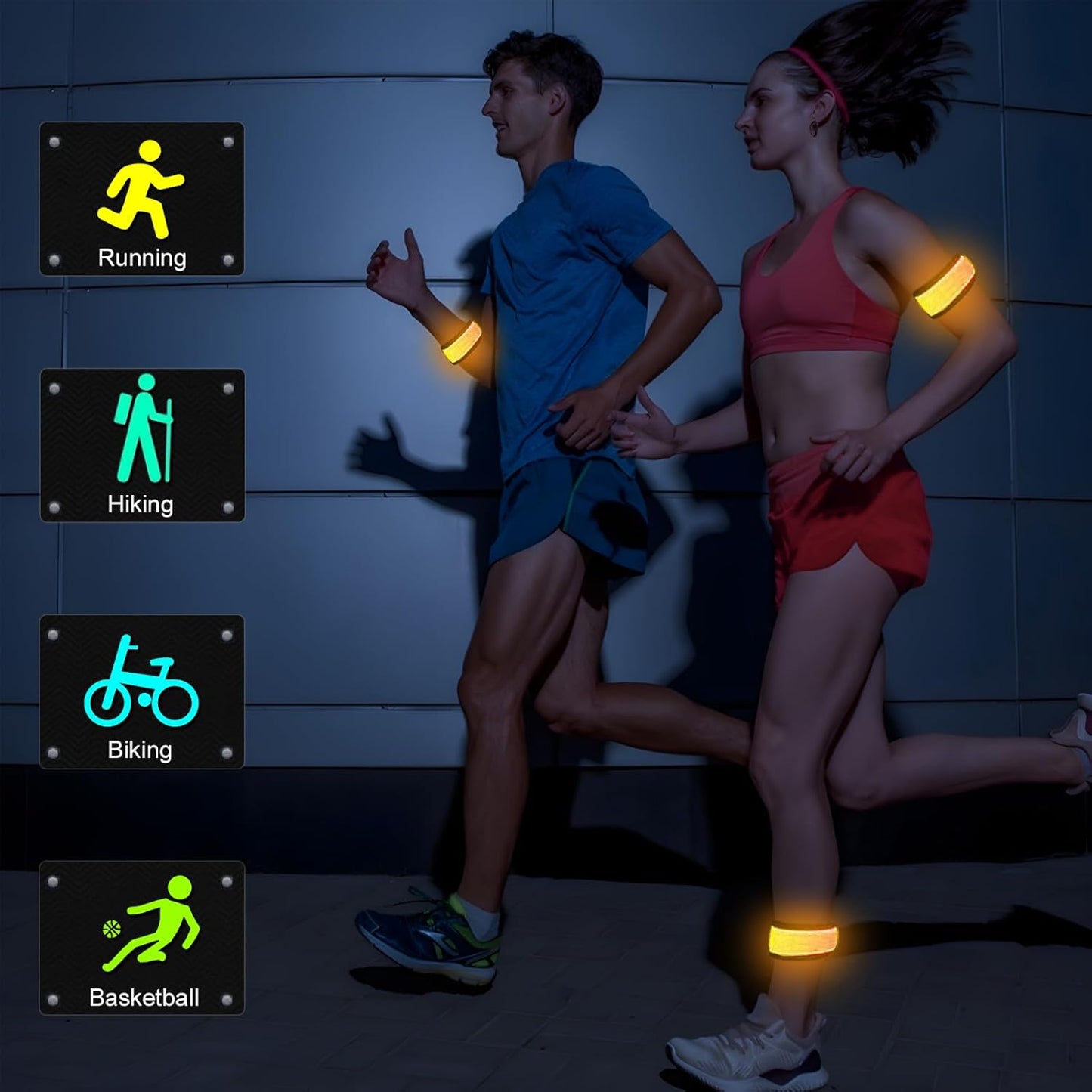 esonstyle Pack of 6 LED Light Up Band Slap Bracelets Night Safety Wrist Band for Cycling Walking Running Concert Camping Outdoor Sports