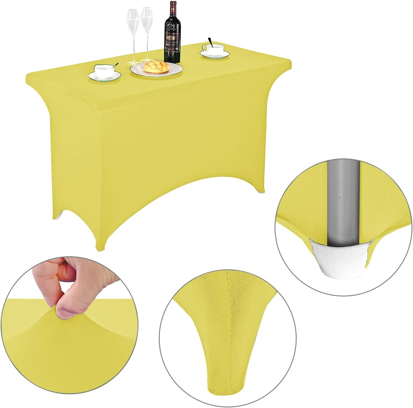LZY Spandex Fitted Stretch Table Cover for 4ft or 6ft or 8ft Folding Table, Rectangular Cocktail Tablecloth, Perfect for Party or Banquet
