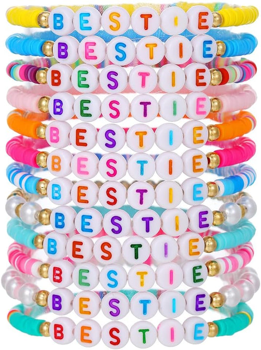 Friendship Bracelets Boho Stackable Bracelets for Women Surfer Heishi Clay Bead Bracelets Stretch Preppy Bracelets Colorful Boho Bracelets for Women