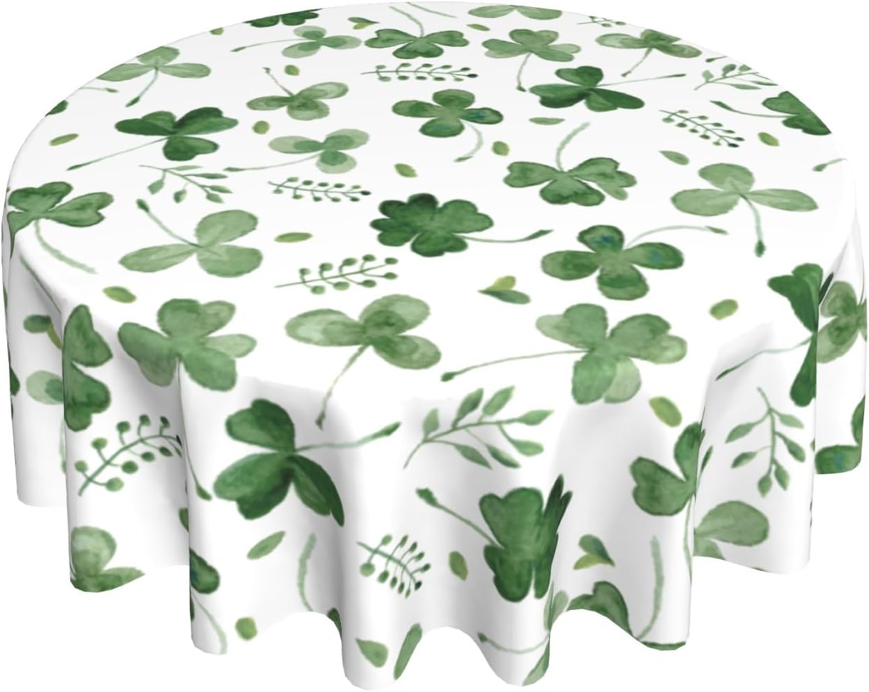Giwawa St Patrick Round Tablecloth 60 Inch, Watercolor Clover Circular Table Cloth, Sage Green Shamrock Spring Eucalyptus Leaves Table Dining Decoration for Dining Kitchen Party Picnic Holiday
