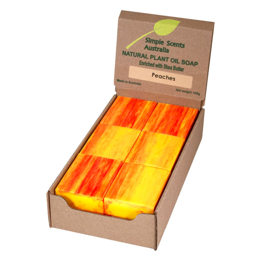 Peach Scented Natural Soap Bars (12 Bars), 3.5oz Moisturizing French Triple Milled Soap Bars Enriched with Shea Butter - Pure Plant Oil Bath & Body Bars