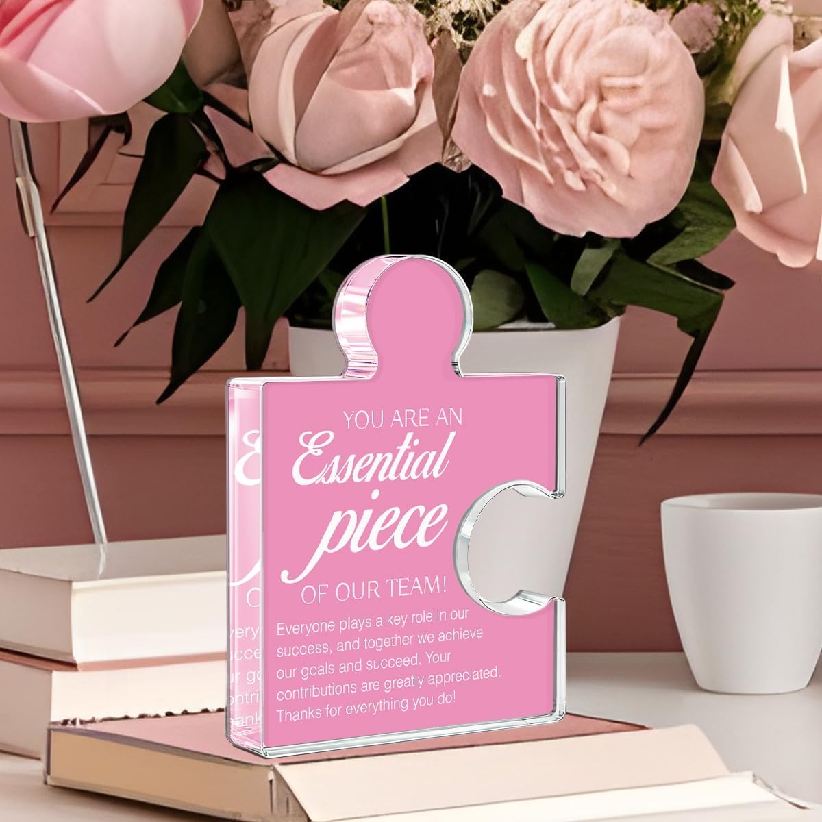 Team Appreciation Gifts Thank You Gift for Women, Best Team Ever Gifts for Coworkers Colleagues Employees, You Are an Essential Piece Acrylic Puzzle Piece Plaque Office Decor