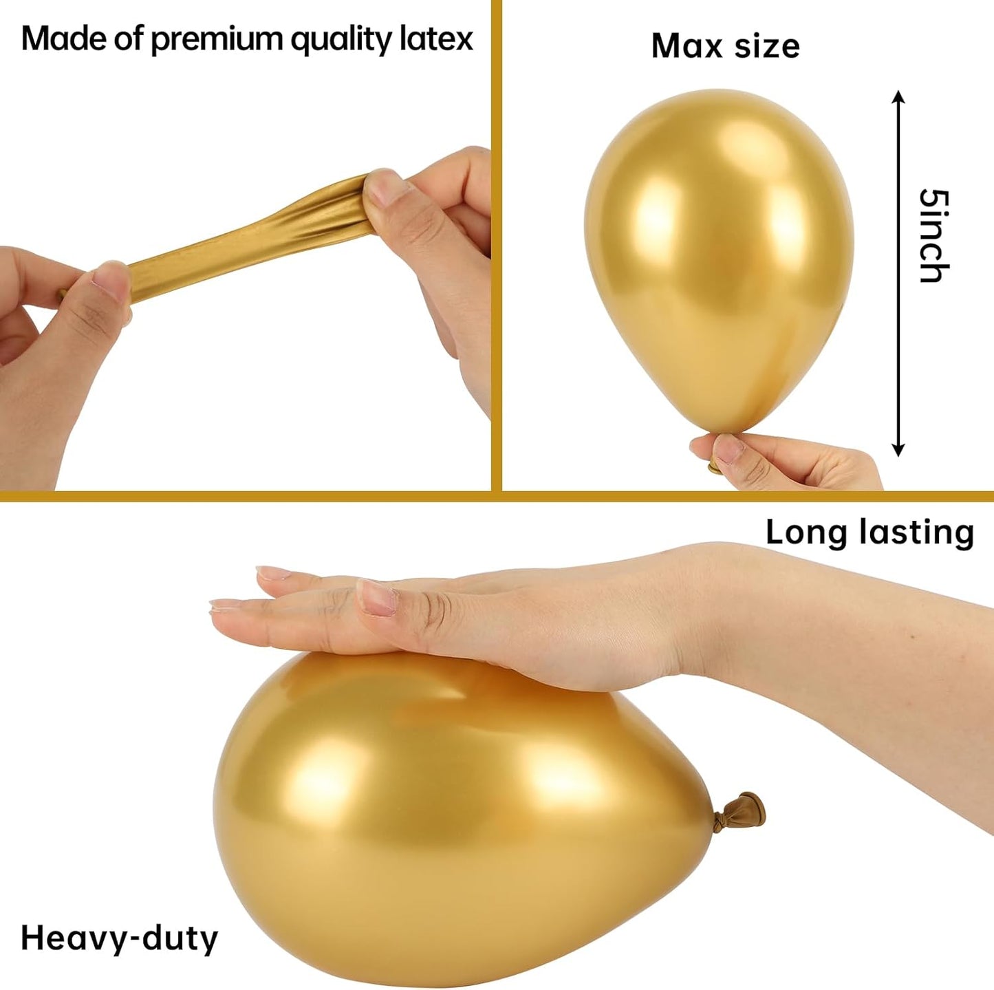 RUBFAC Gold Balloons, 120pcs 5 Inch Chrome Metallic Latex Gold Balloon for Party Supplies Birthday Anniversary Festival Baby Shower Wedding Engagement Decoration