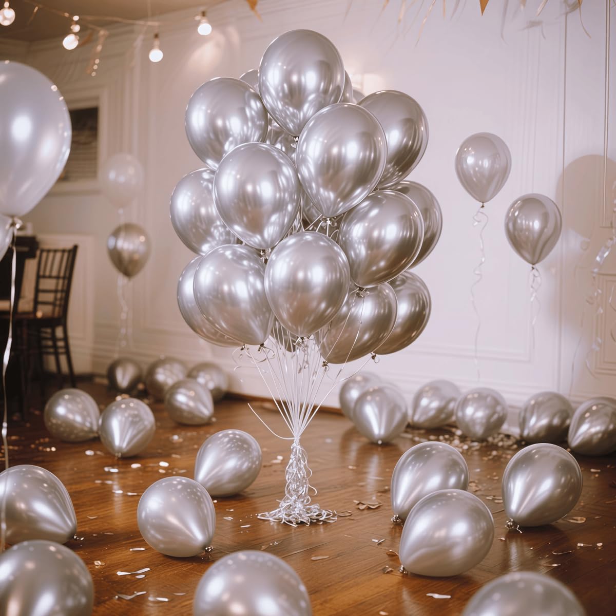 300 Pcs Metallic Silver Balloons 12 Inch Silver Chrome Balloon for Wedding, Birthday, Baby Shower Party Decorations