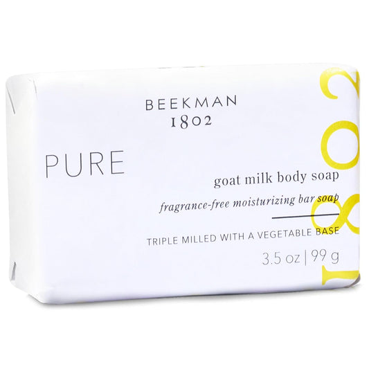 Beekman 1802 Pure Palm-Sized Bar Soap - Fragrance Free - 3.5 oz - Cleanses, Nourishes & Hydrates - Microbiome Friendly - No Irritation - Good for Sensitive Skin - Packaging May Vary