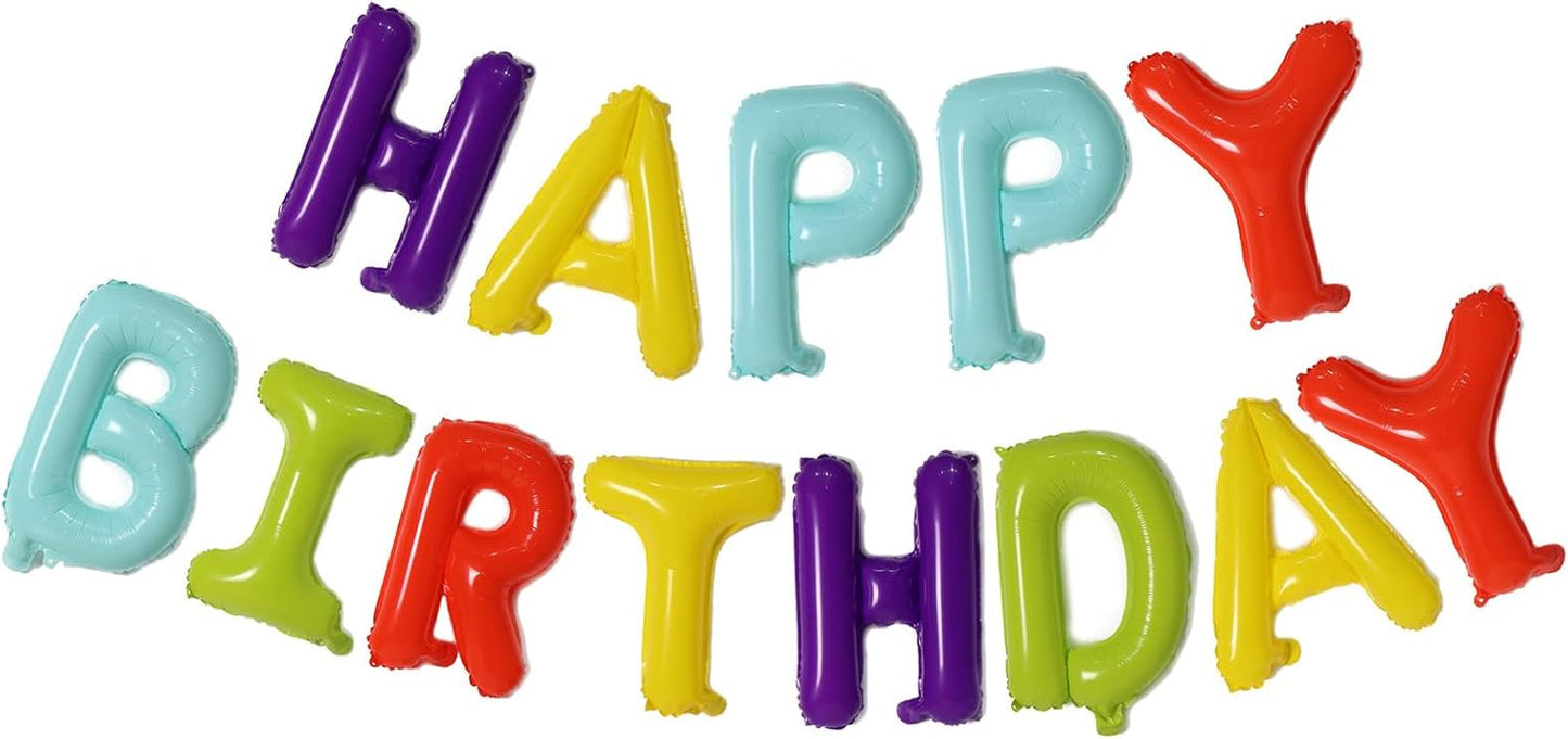 KALOR Candy Happy Birthday Balloons Banner, 16 Inch Mylar Foil Letters Balloon Sign for Women, Men, Boys & Girls Kids Birthday Decorations Photo Backdrop