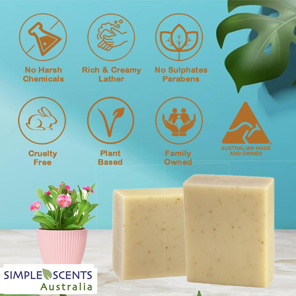 Simple Scents Australia Almond Scented Natural Soap Bars (12 Bars), 3.5oz Moisturizing French Triple Milled Soap Bars Enriched with Shea Butter - Pure Plant Oil Bath & Body Bars