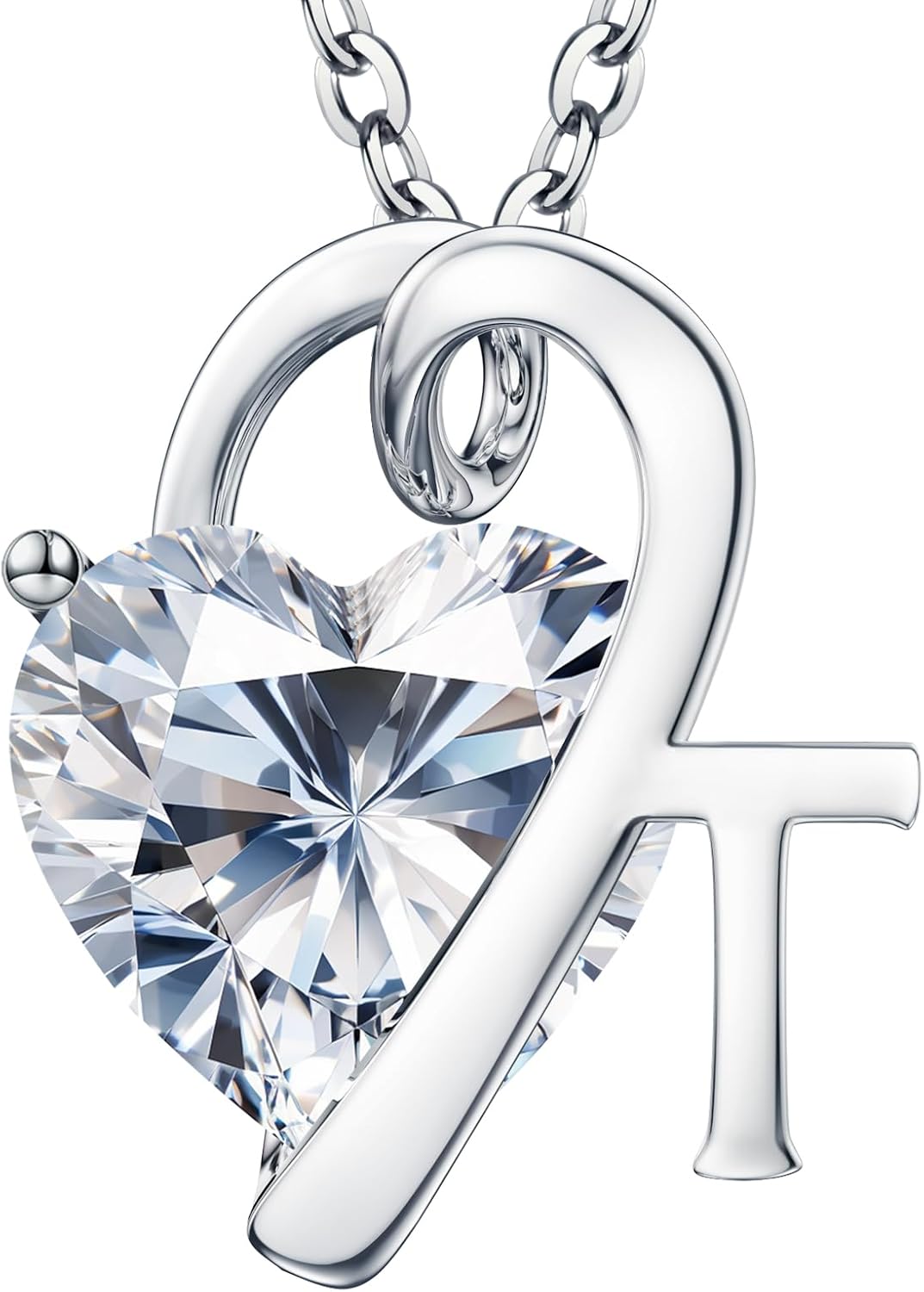 ForeverLove Heart Necklaces for Women, 4-2 Carats Heartshap Moissanite, Silver Pendant Jewelry, Anniversary Birthday Gifts for Wife, Girlfriend, Daughter, Mom