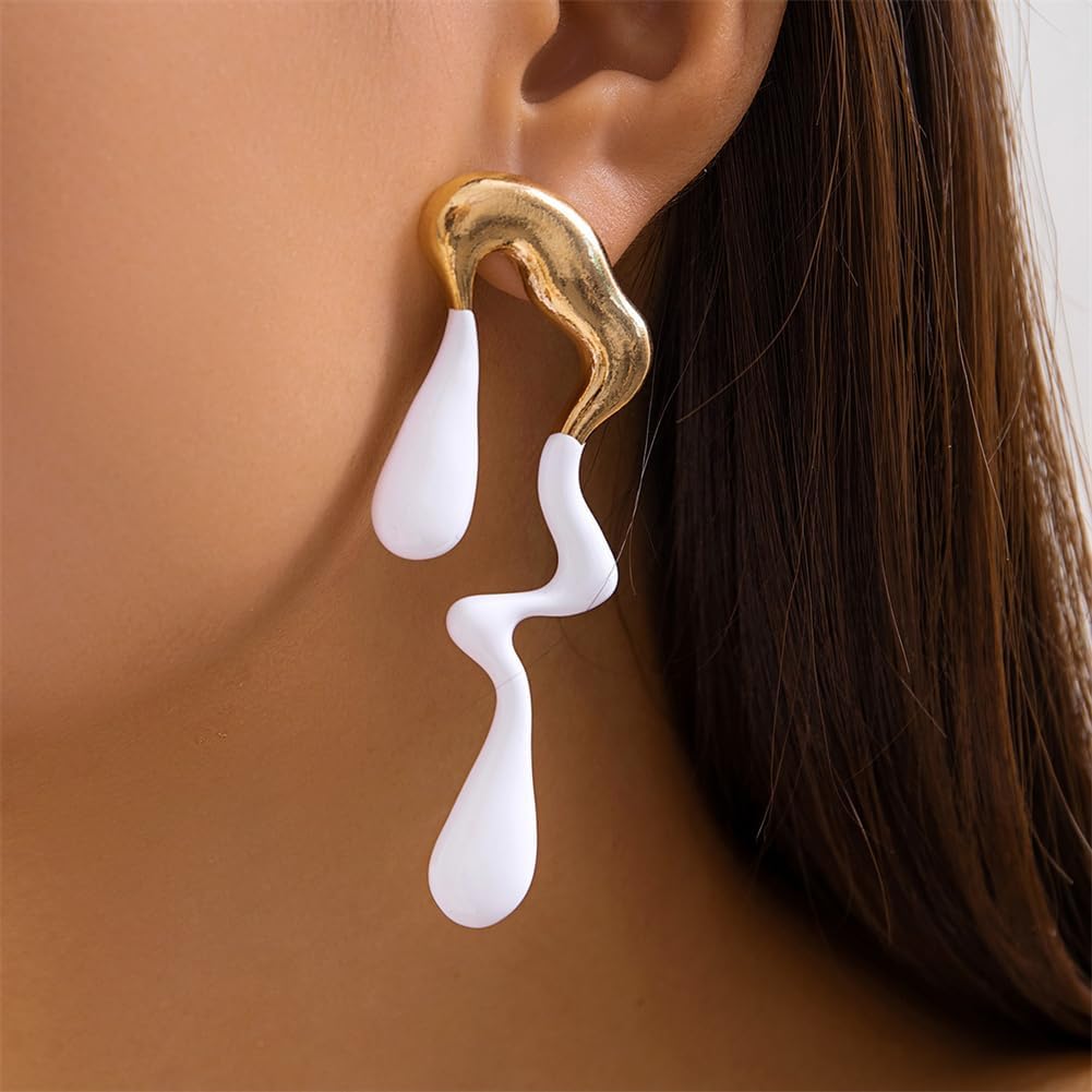 Irregular WaterDrop Earrings Melted Liquid Asymmetrical Drop Earrings for Women Embrace Minimalist Statement Earrings Jewelry