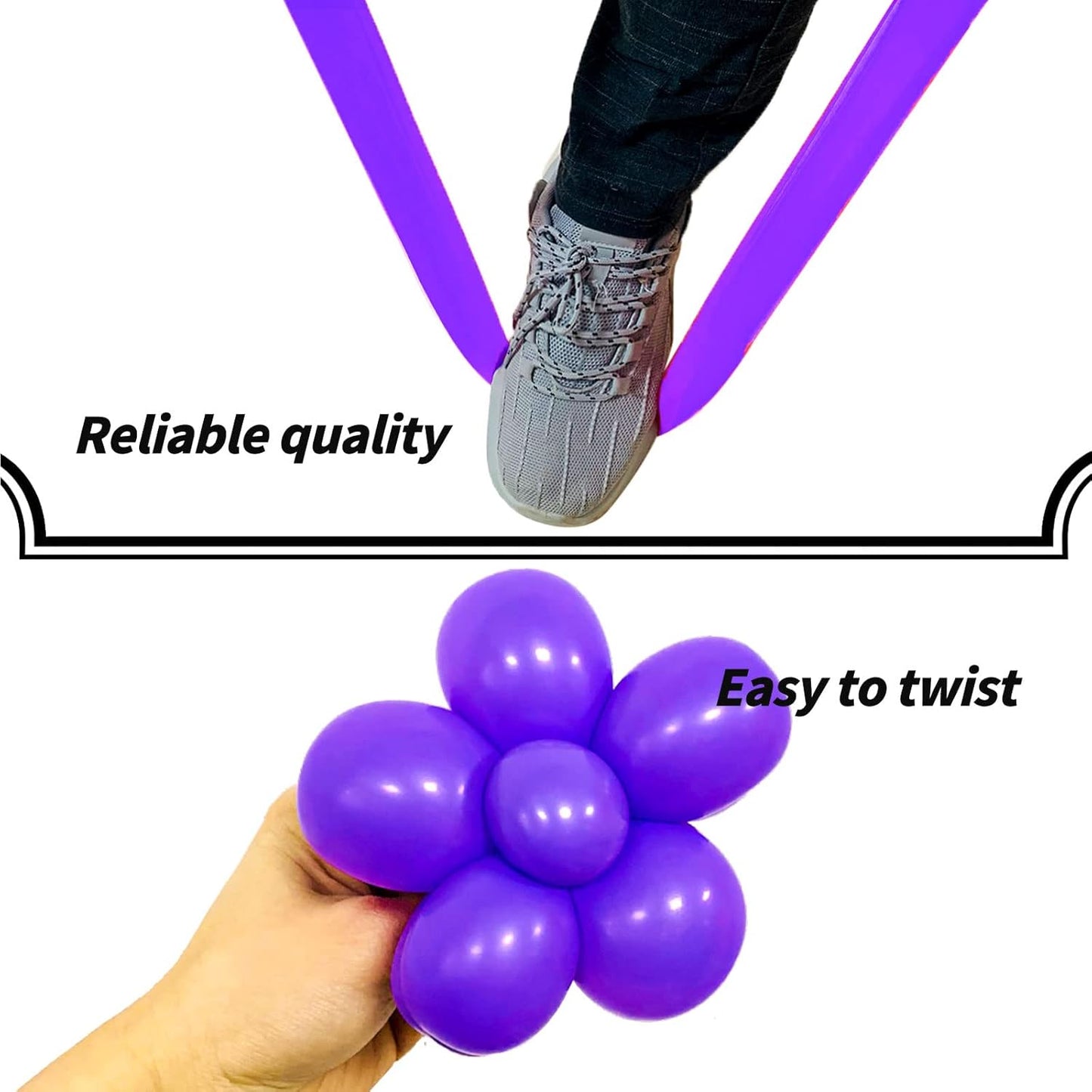 Purple 260 Long Skinny Twisting Animal Balloons, Rainbow Balloons for Animal Shapes Carnival Festival Party Supplies 100pcs