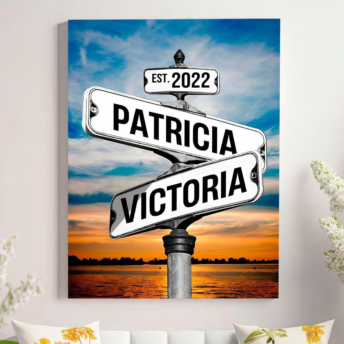 Personalized Crossroad Couples Street Sign Vintage Customize Name And Date Valentine's Day Christmas Birthday Wedding Anniversary Engagement Gifts For Him Her Boyfriend Girlfriend Wife Husband #16