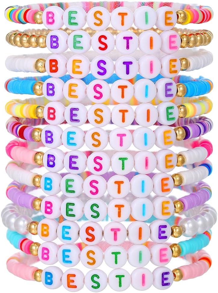 Friendship Bracelets Boho Stackable Bracelets for Women Surfer Heishi Clay Bead Bracelets Stretch Preppy Bracelets Colorful Boho Bracelets for Women