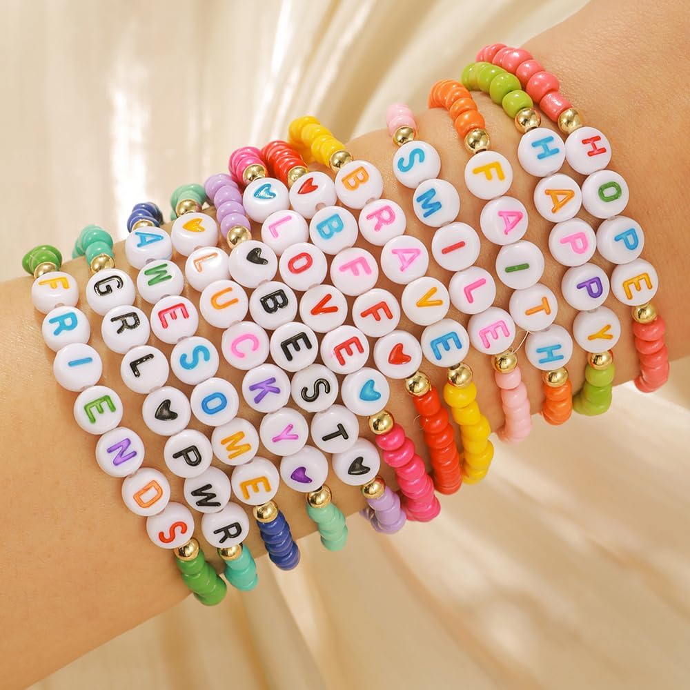 Friendship Bracelets Boho Stackable Bracelets for Women Surfer Heishi Clay Bead Bracelets Stretch Preppy Bracelets Colorful Boho Bracelets for Women